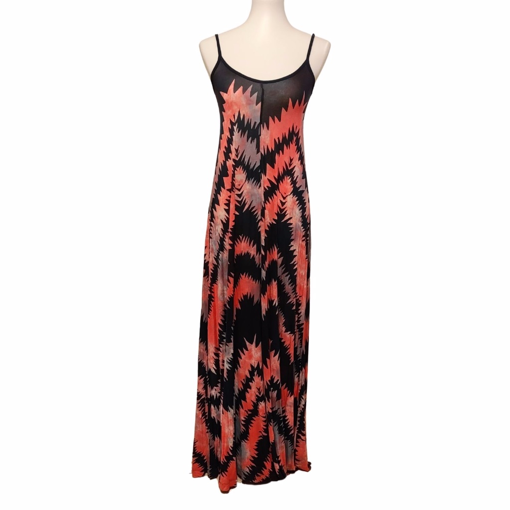 French Connection Black Multi Color Abstract Print Lounging Maxi Dress 2